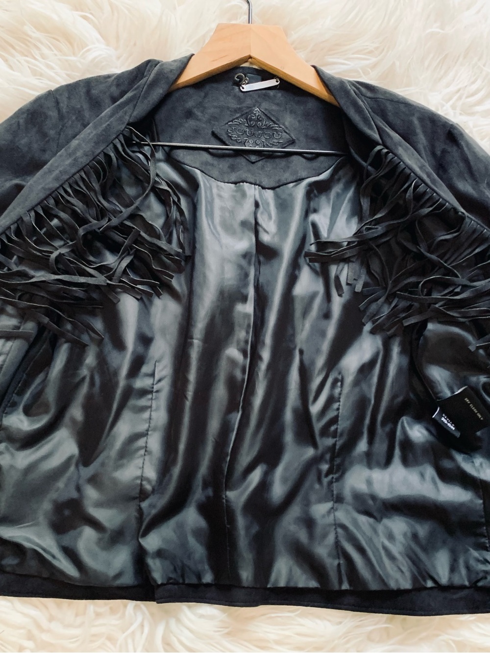Jou Jou Black Suede Fringe Jacket